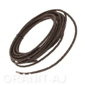 Braided brown leather cord 2.5 mm