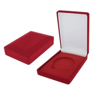 Flocked case with cutout for medal/coin - red