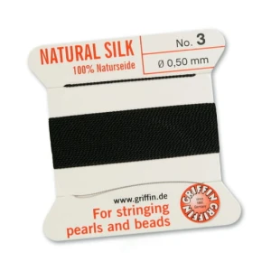 Braided silk thread black 3 0.50 mm