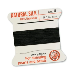 Braided silk thread black 4 0.60 mm
