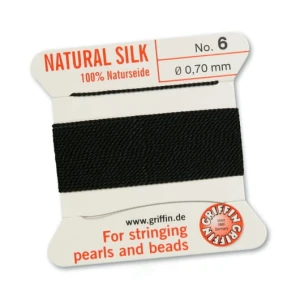 Braided silk thread color black 6 0.70 mm