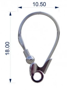 Earring clasp silver Ag locking with ball and spring