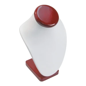 Ekspozytor na biżuterię popiersie białe z wykończeniem drewnianym 189-2L(RW)