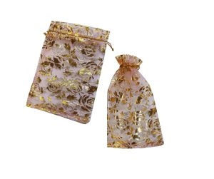 Pink-gold jewelry pouch 8x12 cm