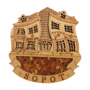 Sopot Crooked House Magnet - Souvenir from Tricity with amber