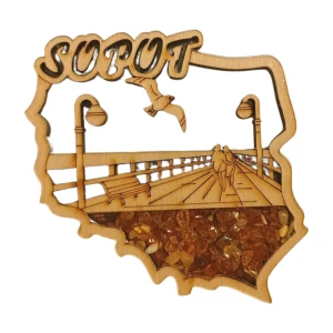 Sopot Pier Magnet - Souvenir from Tricity with amber