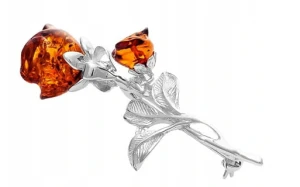 Broszka srebrna łodyga różyczka 1616 D