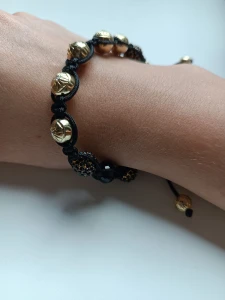 Braided black gold-plated bracelet