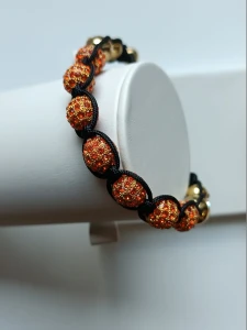 Braided orange bracelet with zirconia