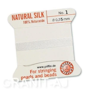 Braided silk thread white 1 0.35 mm