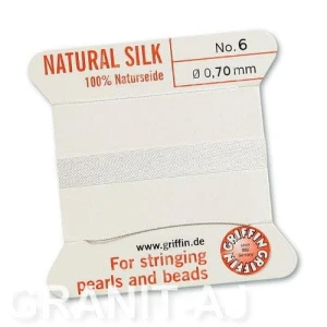 Braided silk thread white 6 0.70 mm