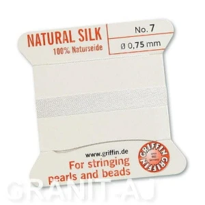 Braided silk thread white 7 0.75 mm