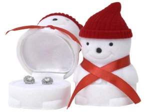 Welurowe opakowanie - Bałwan na pierścionek lub kolczyki