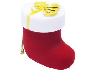 Welurowe opakowanie - Świąteczna skarpeta na pierścionek lub kolczyki