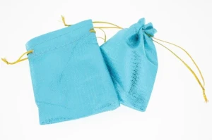 Shiny blue jewelry pouch small 10x7 cm