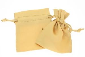 Gold satin jewelry pouch small 9x7.5 cm