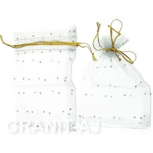 Silver jewelry pouch with sequins 9x14 cm